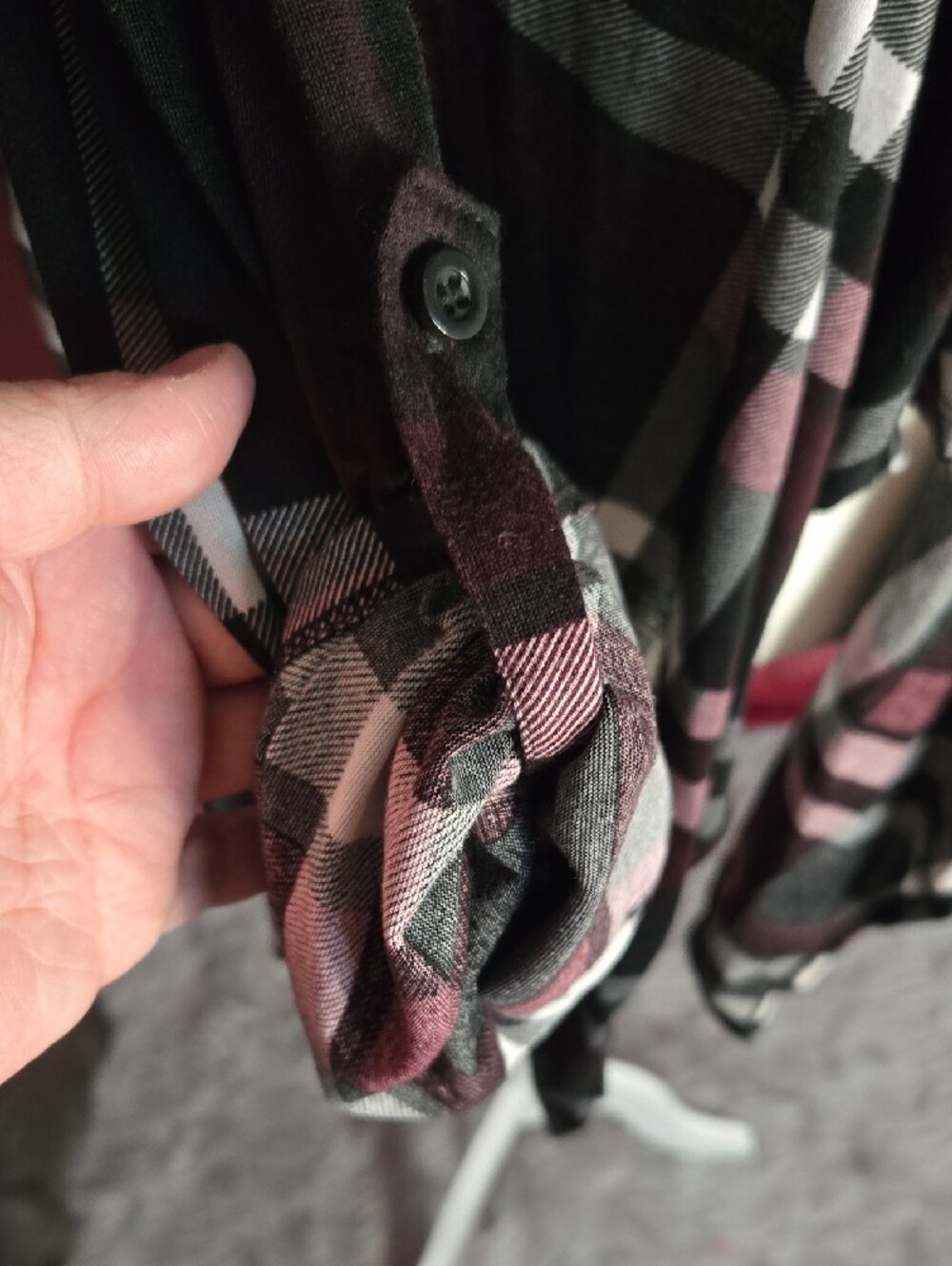 Draped Plaid Open-Front Cardigan in Black, Pink and White - Picture 5 of 6